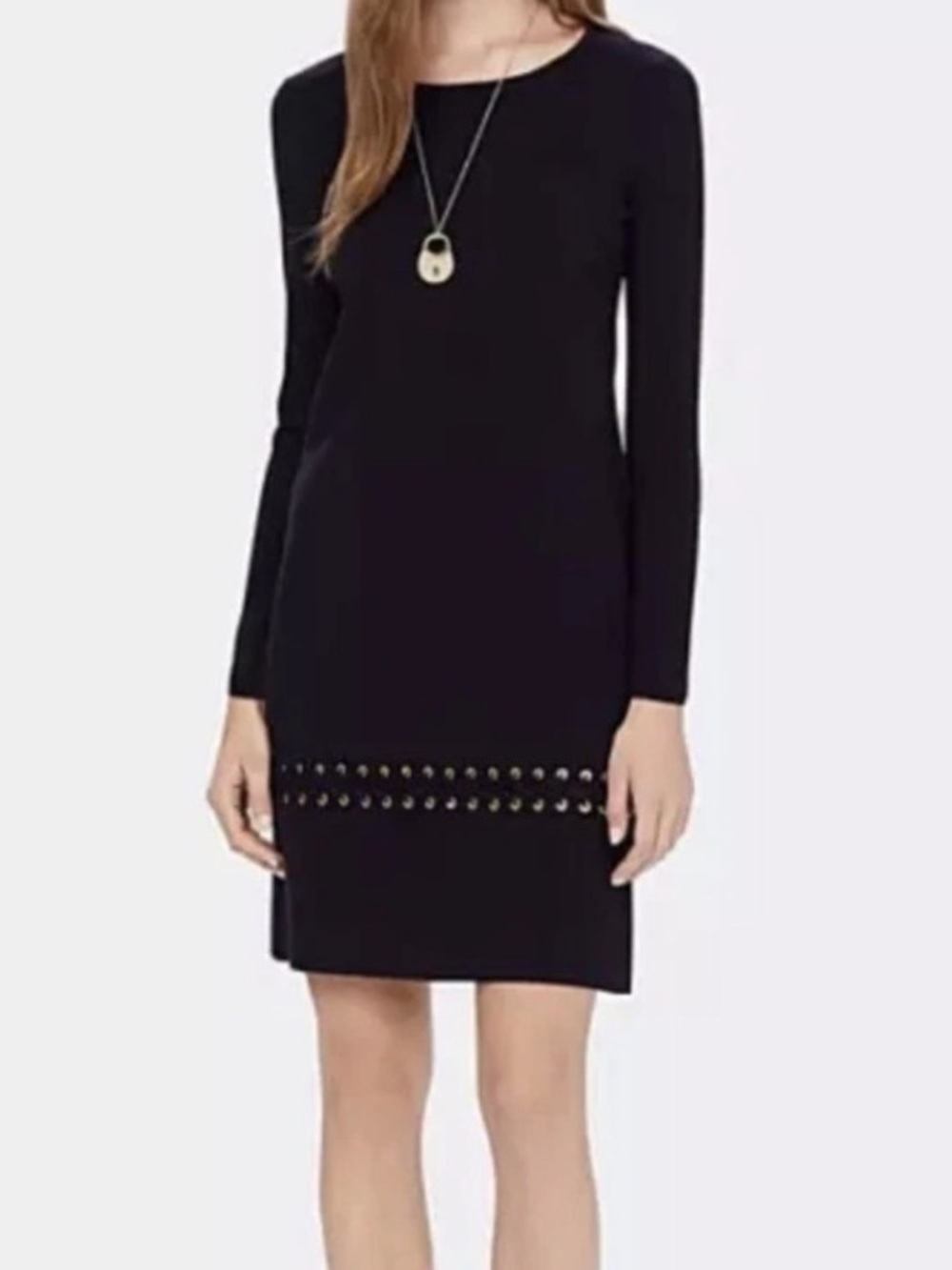 Tory Burch Women's Harley Wool Lace-up Sweater Dress in Medium Navy Size Large